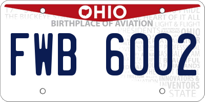 OH license plate FWB6002