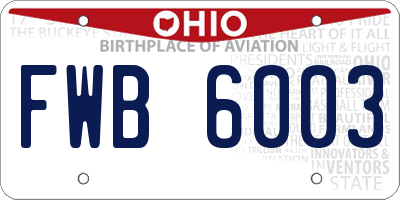OH license plate FWB6003