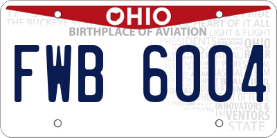 OH license plate FWB6004