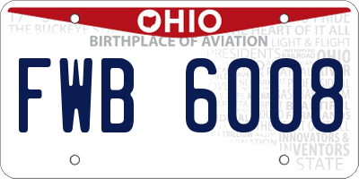 OH license plate FWB6008