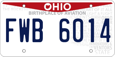 OH license plate FWB6014