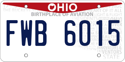 OH license plate FWB6015
