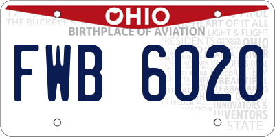 OH license plate FWB6020