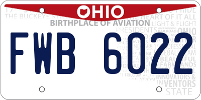 OH license plate FWB6022