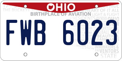 OH license plate FWB6023