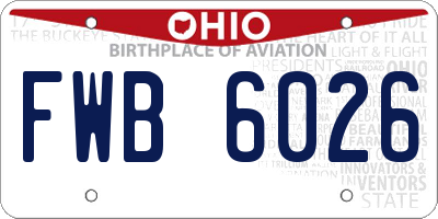 OH license plate FWB6026