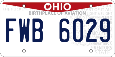 OH license plate FWB6029