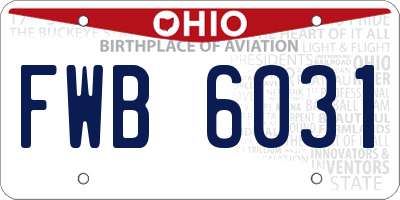 OH license plate FWB6031