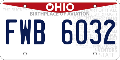 OH license plate FWB6032