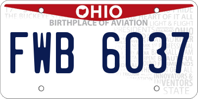 OH license plate FWB6037