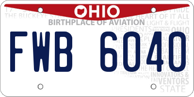 OH license plate FWB6040
