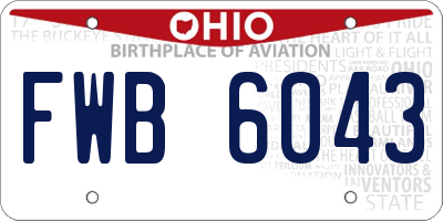 OH license plate FWB6043
