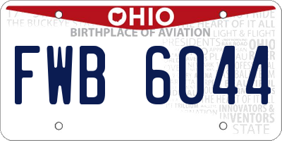 OH license plate FWB6044