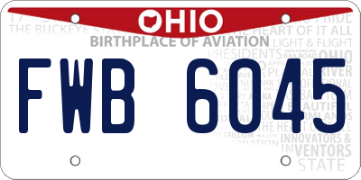 OH license plate FWB6045