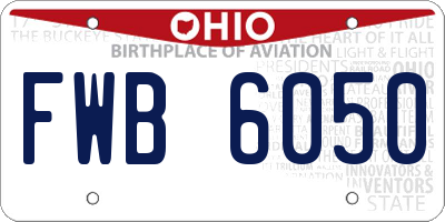 OH license plate FWB6050