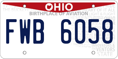 OH license plate FWB6058