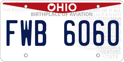 OH license plate FWB6060