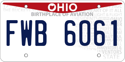 OH license plate FWB6061