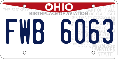 OH license plate FWB6063