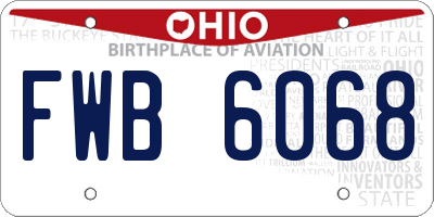 OH license plate FWB6068