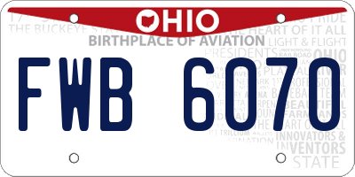 OH license plate FWB6070