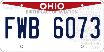OH license plate FWB6073