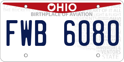OH license plate FWB6080