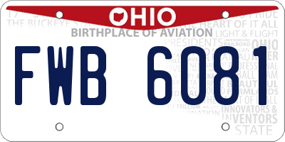 OH license plate FWB6081