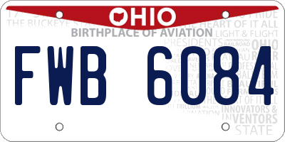OH license plate FWB6084
