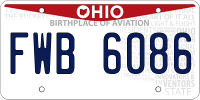 OH license plate FWB6086