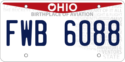 OH license plate FWB6088