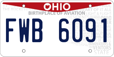 OH license plate FWB6091