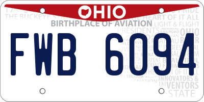 OH license plate FWB6094