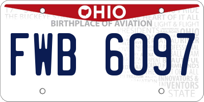OH license plate FWB6097