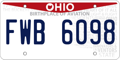 OH license plate FWB6098