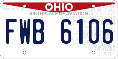 OH license plate FWB6106