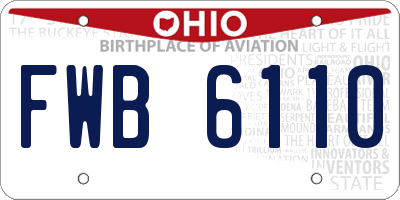 OH license plate FWB6110