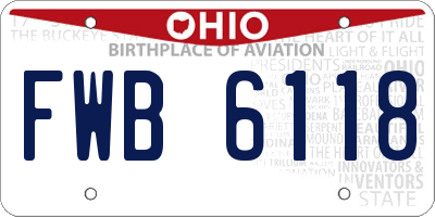 OH license plate FWB6118