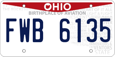 OH license plate FWB6135
