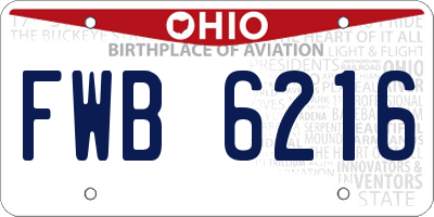 OH license plate FWB6216