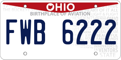 OH license plate FWB6222