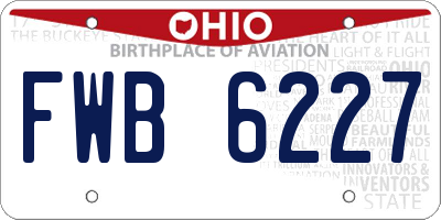 OH license plate FWB6227
