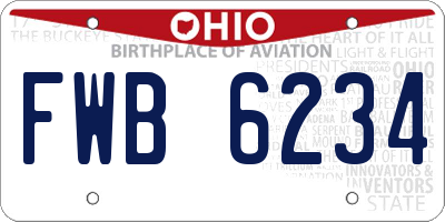OH license plate FWB6234