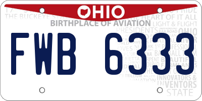 OH license plate FWB6333