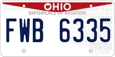 OH license plate FWB6335