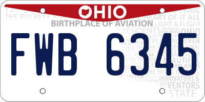 OH license plate FWB6345