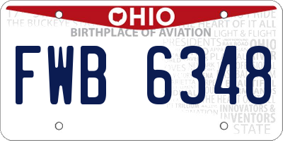 OH license plate FWB6348