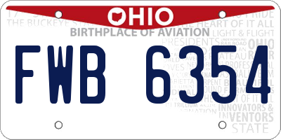 OH license plate FWB6354