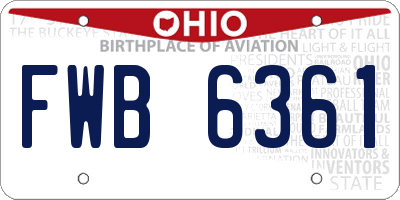 OH license plate FWB6361