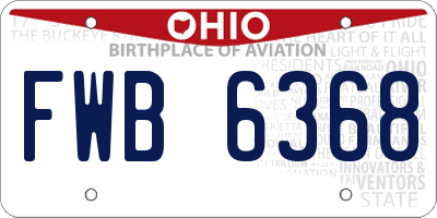 OH license plate FWB6368
